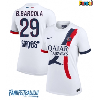 Paris Saint-Germain Bradley Barcola #29 Tricou Fotbal Replică 2025-26 Femei Deplasare